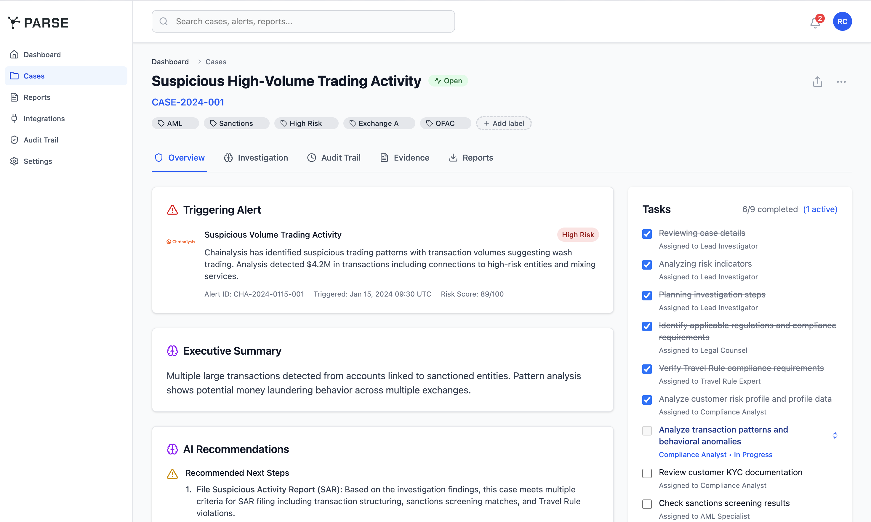 Parse alert triage system